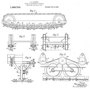 ​Патент на ходовую часть конструкции Филипа Джонсона. Некоторые её элементы выглядят, мягко говоря, нестандартно - Американский наследник английского танкостроения | Warspot.ru